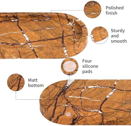 Natural Marble Tray Oval, Rainforest Brown - Image 3