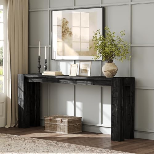Solid Wood Black Console Table for Entryway, 70.9-Inch Extra Long Narrow Sofa - Image 3