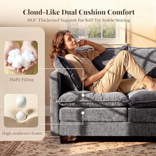 KYJ Loveseat Sofa, Cloud Love Seat Couch 3 Layer Cushion - Image 4