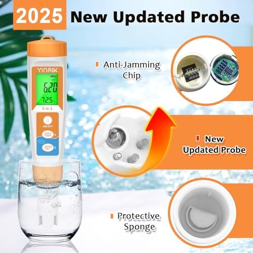 YINMIK Pool Salt Tester New Update 5 in 1 pH TDS EC Salinity Meter - Image 2
