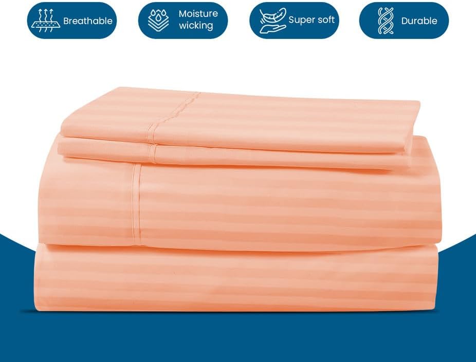 800 Series 100% Egyptian Cotton Sleeper Sofa Bed Sheet Set Stripe Twin Size - Image 5