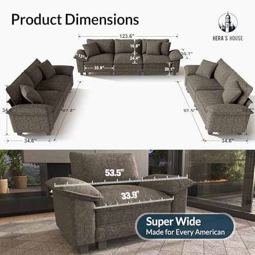 HERA'S HOUSE 3 Pieces Modular Sectional Cloud Couch and Loveseat Sofa Set - Image 3