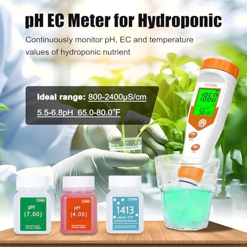 YINMIK pH Meter for Hydroponics, 4 in 1 PPM EC Meter for Plant Nutrients - Image 3