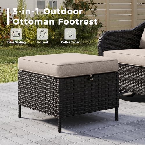 2 Pieces Patio All-Weather Wicker Ottomans - Image 5