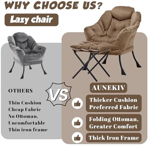 Lazy Chair with Ottoman, Comfy Reading Chair - Image 4