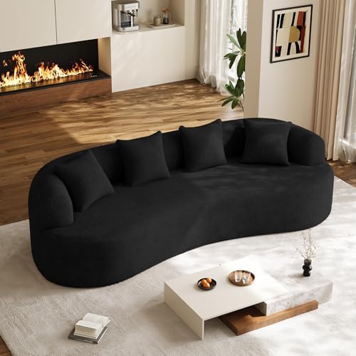 Modern Curved Couch, Oversized 4 Seater Boneless Chenille Sofa by DAMAIFROMFURNITURE