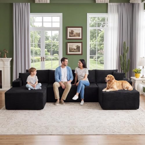 125" Modular Sectional Boneless Sofa Couch, Cloud U Shaped Couch - Image 4
