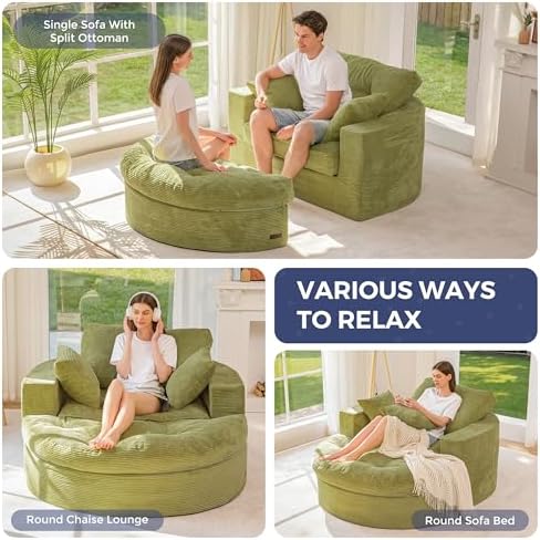 MAXYOYO Oversized Round Chaise Lounge Sofa, Boneless Chair - Image 4