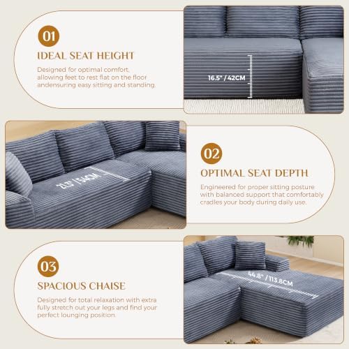 96" Boneless Cloud Sectional Couches - Image 5