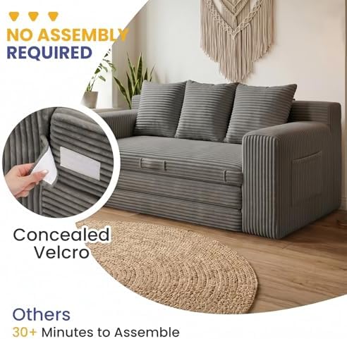 69" 3 Seater Convertible Folding Sofa Bed, Boneless Couch - Image 7