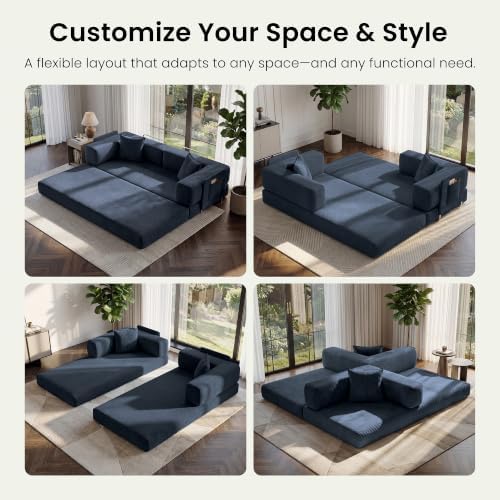 78.8" Convertible Futon Sofa Bed, Boneless Couch - Image 3