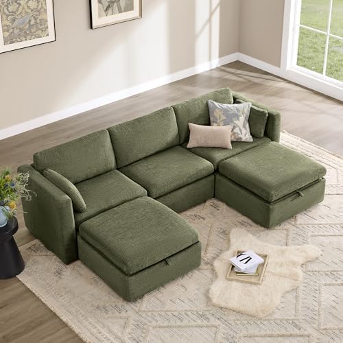CHITA 112" Modular Sectional Sofa, 5 Seat Modular Couch, Moss Green by Unknown