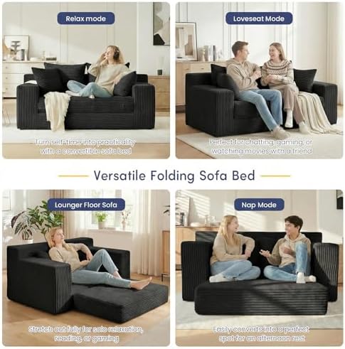 cidludto Boneless Couch Loveseat Sleeper, Convertible Sofa Bed Folding Couch - Image 5