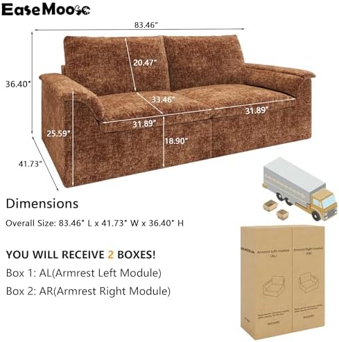 EASE MOOSE Boneless Couches for Living Room, Modular Loveseat Sofa - Image 2