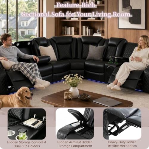 Leather Power Reclining Sectional Sofa Set - Image 6