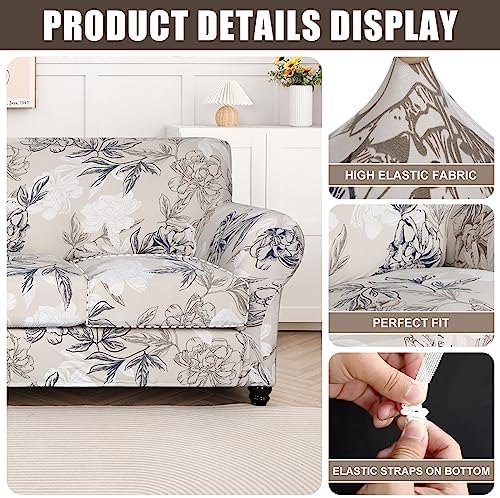 SearchI Stretch Sofa Cover Printed Couch Cover, Floral Pattern 3 Pieces - Image 2