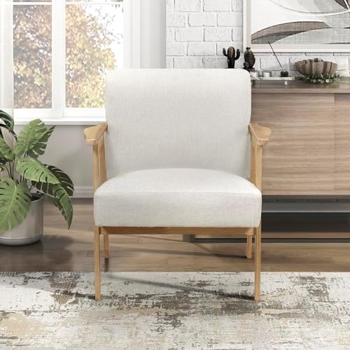 Lexicon Mid Century Modern Accent Chair, Natural Solid Wood Frame - Image 5