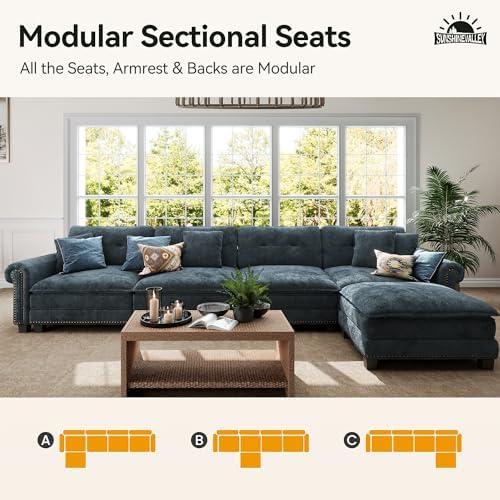 SUNSHINE VALLEY 150" Oversized Modular Sectional Couch L Shaped Living Room - Image 7