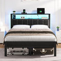 OLEVS Full Size Bed Frame with LED Lights & Charging Station, Modern Platform by OLEVSHOME