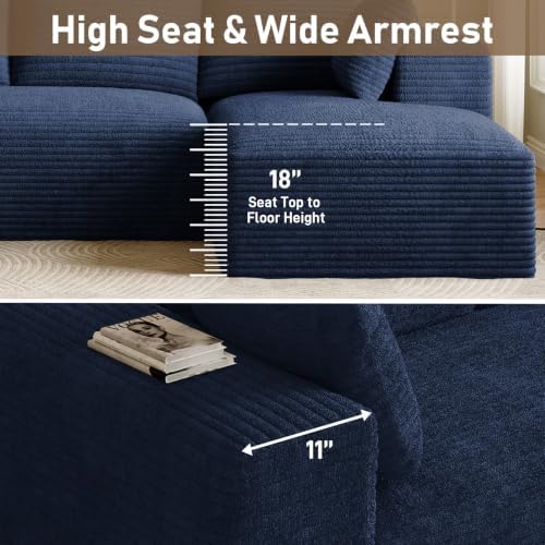 ONEMMLION 107" L-Shaped Cloud Boneless Couch Sofa - Image 3