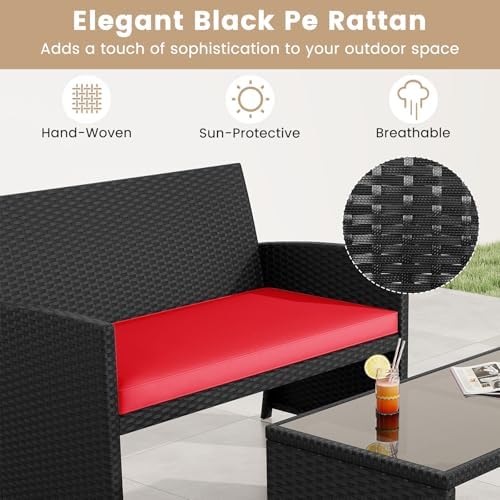 Tangkula 8 Pieces Patio Wicker Furniture Set, Outdoor Heavy Duty Rattan - Image 5