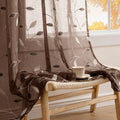 MIULEE Chocolate Brown Sheer Curtains 2 Panels Leaf Patterned, W52 x L63 by MIULEE