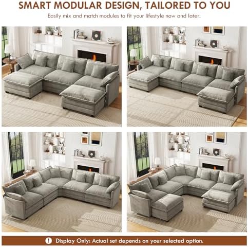 WorthFurni 114" Oversized Modular Sectional Sofa, 5-Seater V Shaped Cloud Couch - Image 5