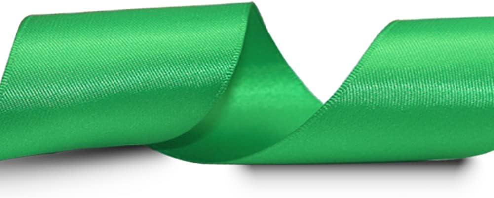 LIUYAXI Green Double Faced Satin Ribbon, 2" X Continuous 50 Yards, Fabric Ribbon Use for Bows Bouquet,Christmas Gift Wrapping,Floral Arrangement