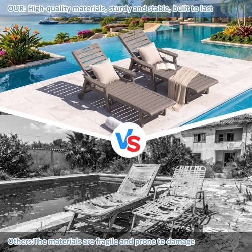 Outdoor Chaise Lounge Chairs set of 2, 5-Position Adjustable Backrest, - Image 7