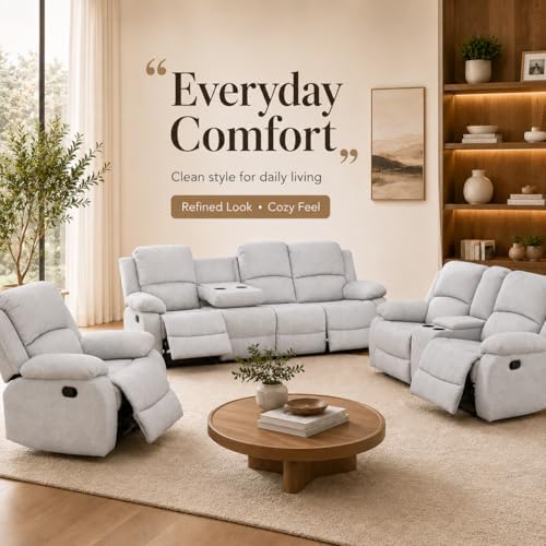 Living Room Furniture Set, 3 Piece Recliner Sofa Set, Leather Recliner Sofa Set - Image 5