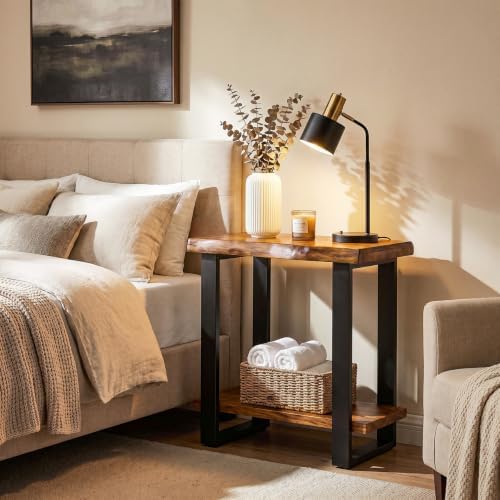 Tribesigns Solid Wood Side Table, Industrial Pine Wood Nightstand - Image 5