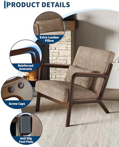 Garvee Mid Century Accent Chair, Upholstered Armchair - Image 4