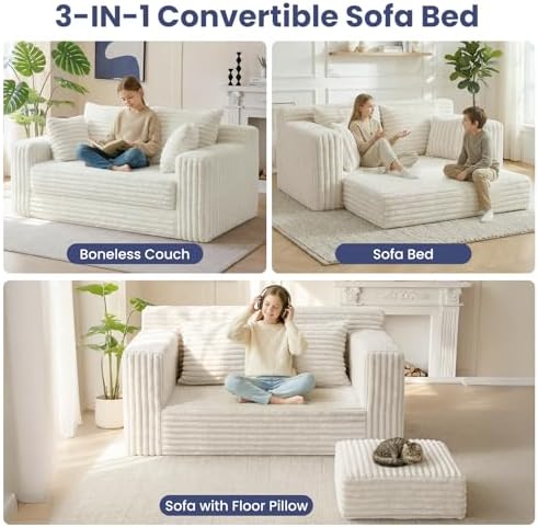3-in-1 Convertible Sofa Bed: Boneless Loveseat Sleeper & Folding Couch Bed - Image 3