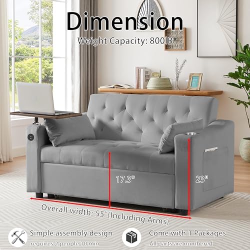 hansones 3-in-1 Convertible Sleeper Sofa Bed, Pullout Couch - Image 3