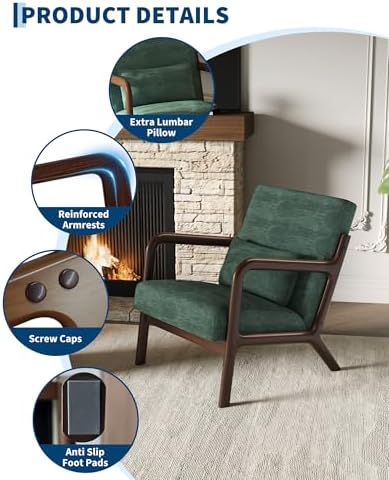 Garvee Mid Century Accent Chair, Upholstered Armchair - Image 4