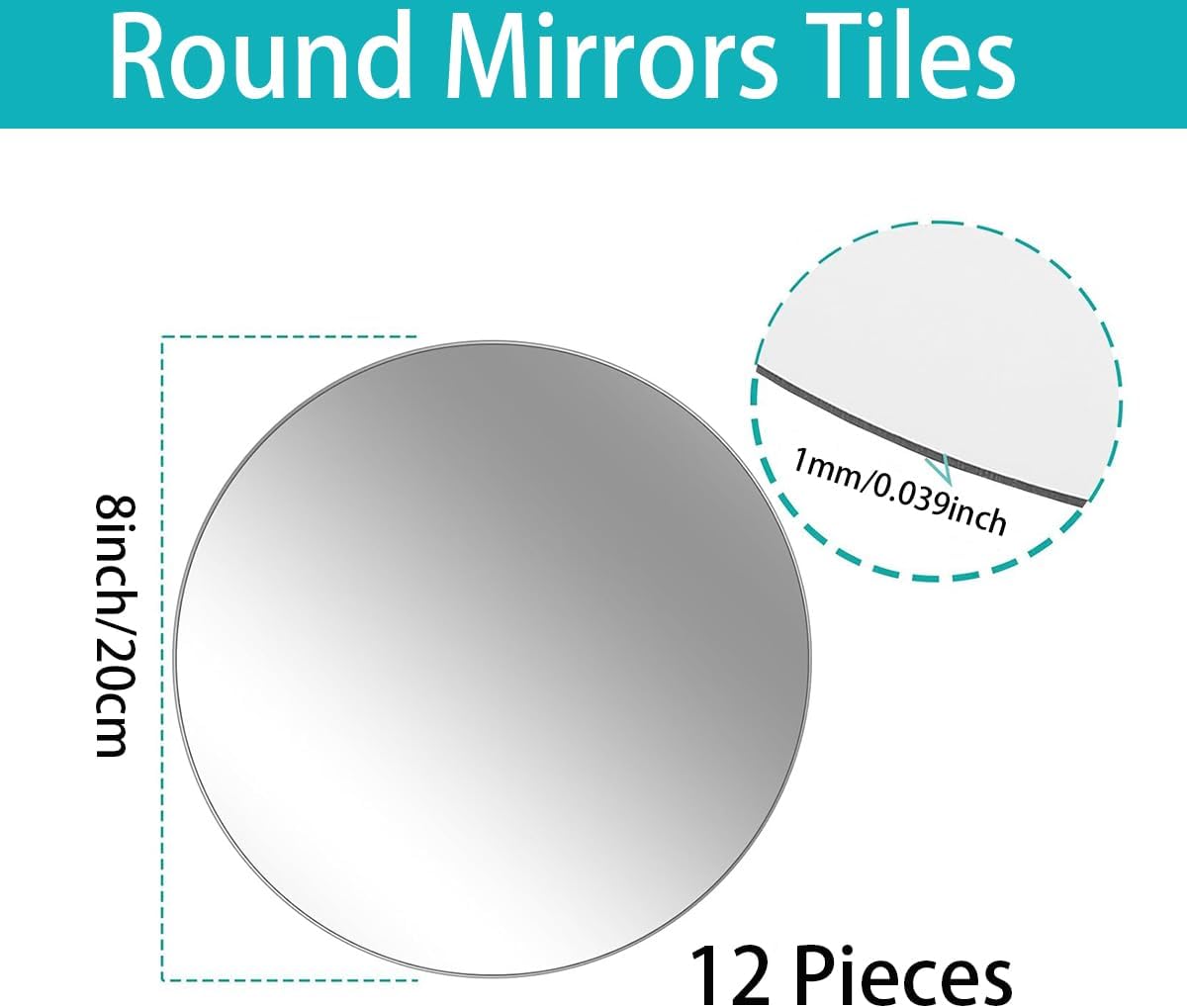 8" 12PCS Small Round Mirrors for Centerpieces, Circle Mirror Centerpieces for Tables, Mirror Tiles for Wall Table Wedding Centerpiece Mirrors Plates for Candle Anniversary Decorations DIY Craft