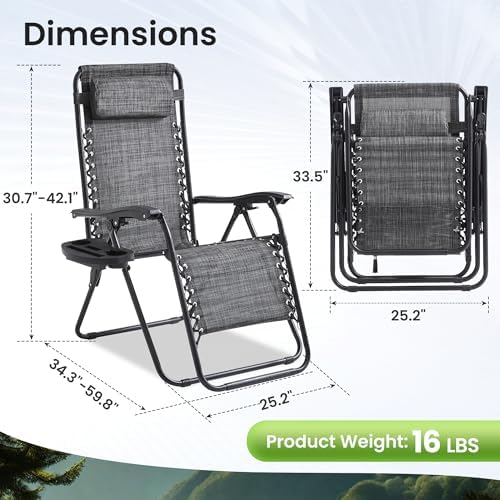 Zero Gravity Chair Set of 4 Oversized Folding Recliner, Padded Anti Gravity - Image 3