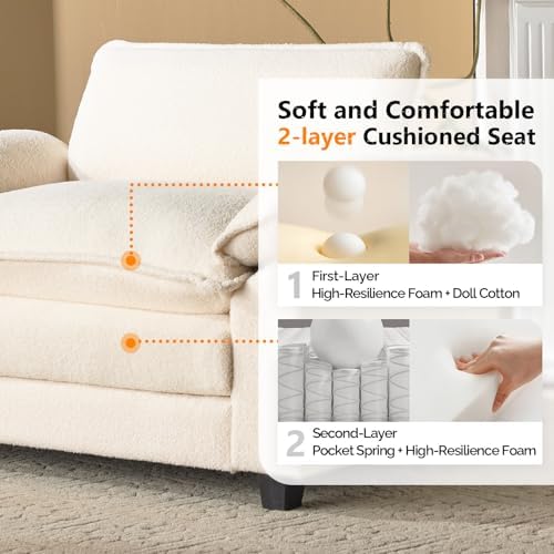 VINGLI Cloud Teddy White Single Chair - Image 4