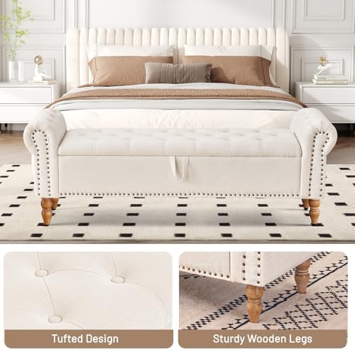 Furniliving 63” End of Bed Bench, Bedroom Bench - Image 6