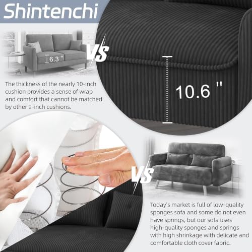 Shintenchi 48'' Loveseat Sofa, Mid-Century Modern Upholstered Couch Deep Seat - Image 3