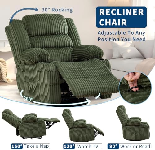 GarveeHome 360° Swivel Rocker Recliner Chair Rocking Recliner - Image 4