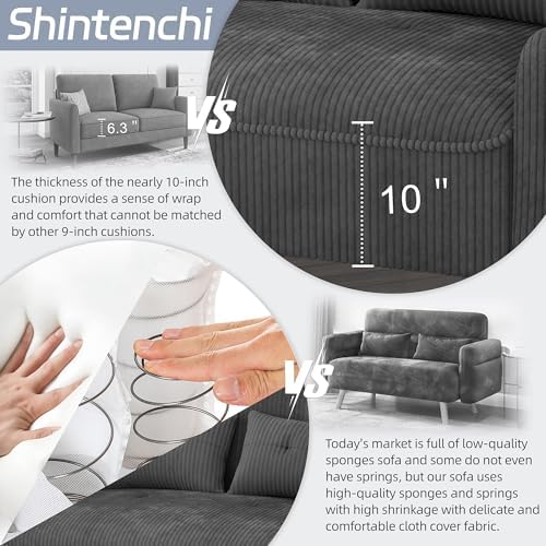 Shintenchi 48'' Loveseat Sofa, Mid-Century Modern Upholstered Couch Deep Seat - Image 5