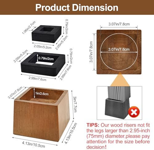 Wooden Bed Risers 3 Inch Heavy Duty, Support 2500 lbs - Image 3