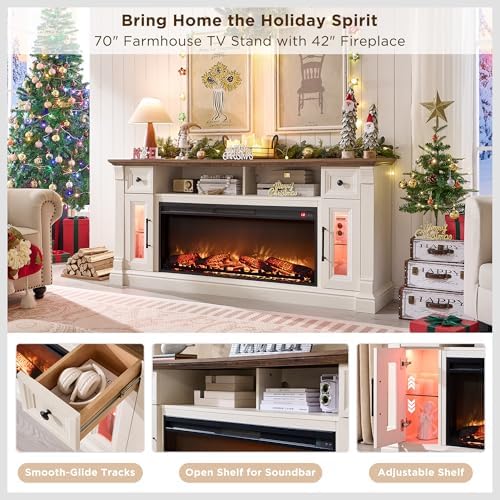 OKD 70" Farmhouse Fireplace TV Stand - Image 5
