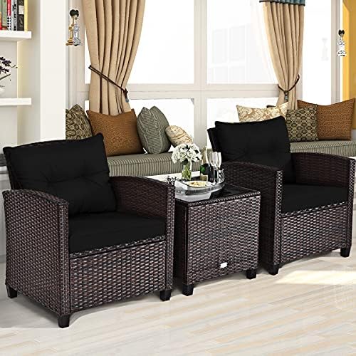 Tangkula 3 Pieces Patio Furniture Set, PE Rattan Wicker 3 Pcs Outdoor Sofa Set - Image 3