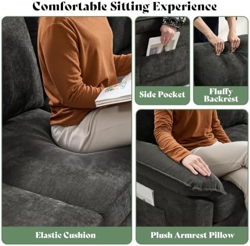 AMERLIFE 104" Sofa Bed, Sectional Sleeper Sofa - Image 5