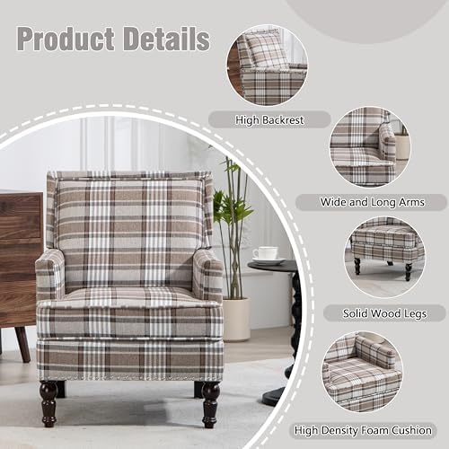 Accent Chair, Plaid Gingham Cozy Comfy Modern Accent Chairs - Image 4