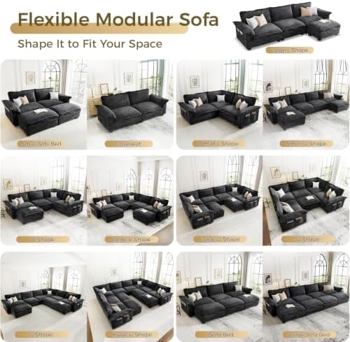 V-Shaped Modular Sectional Sofa, 3 Seater Cloud Couch - Image 4