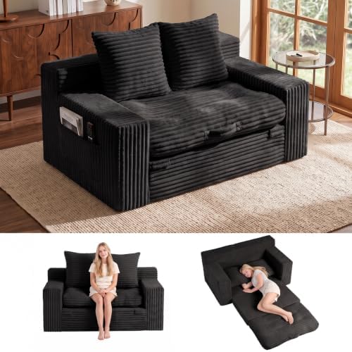 Boneless Couch, 4-in-1 Convertible Sofa Bed, Boneless Loveseat Sleeper by ZIYDILY