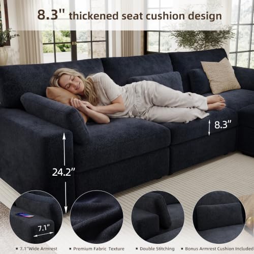 WorthFurni 113.4'' Modular Sectional Sofa, L Shaped Oversized Extra Deep Couches - Image 5